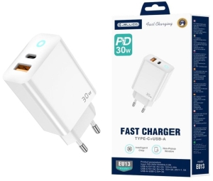 Ładowarka siec. 1x USB-C PD 30W 1x USB QC 3.0 EU13
