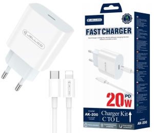 Ładowarka siec. USB-C 20W AK200 + Kabel Lightning