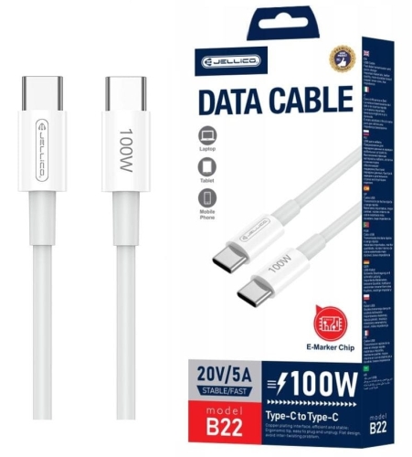 Kabel USB-C - USB-C PD 100W 1m Biały B22 JELLICO_3.jpg