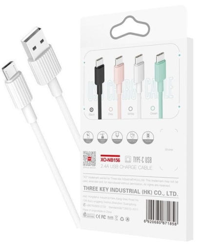 Kabel USB - micro USB, 1m 2.4A biały, XO NB156_2.jpg