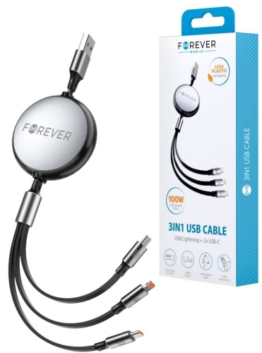 Forever kabel 3w1 USB - Lightning + 2x USB-C 1,2 m 100W czarny_14.jpg