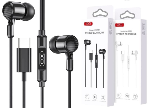 Słuchawki douszne przewod. USB-C XO EP81 czarne_2.jpg