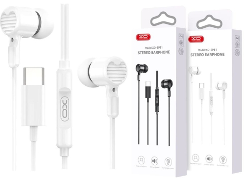Słuchawki douszne przewod. USB-C XO EP81 białe_4.jpg