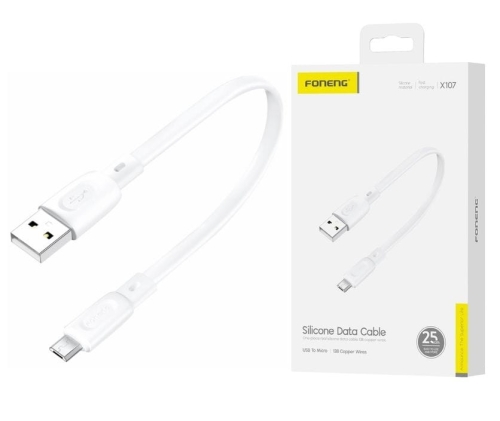 Kabel Micro USB biały 0,25m 2.1A USB FONENG X107_1.jpg