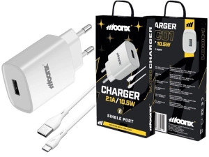Ładowarka siec. USB 2.1A MOONX MC01 + kabel USB-C