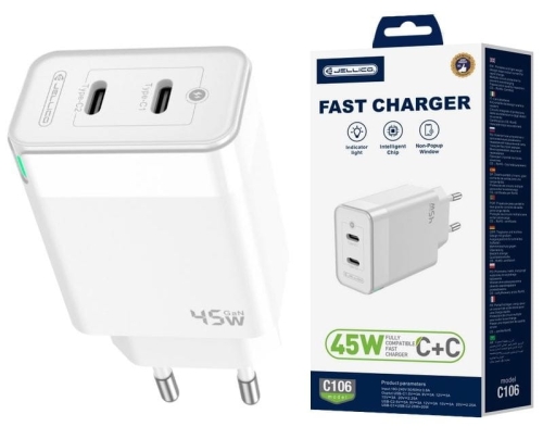 Ładowarka siec. 2x USB-C GaN PD 45W Jellico C106_2.jpg