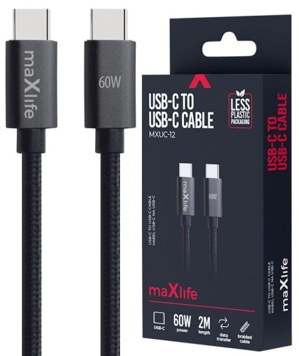 Kabel USB-C PD 60W 2m Maxlife Czarny MXUC-12_0.jpg