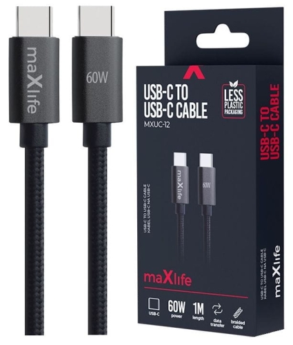 Kabel USB-C PD 60W 1m Maxlife Czarny MXUC-12_1.jpg