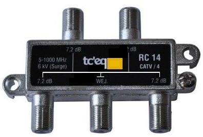 Rozgałęźnik tc'eq 1 na 4 TV RC 14 5-1000 MHz.jpg