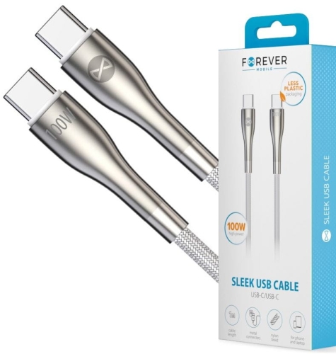 Kabel USB-C - USB-C PD 100W 1m Forever Sleek biały_1.jpg