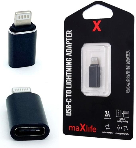 Adapter USB-C do lightning czarny Maxlife_2.jpg