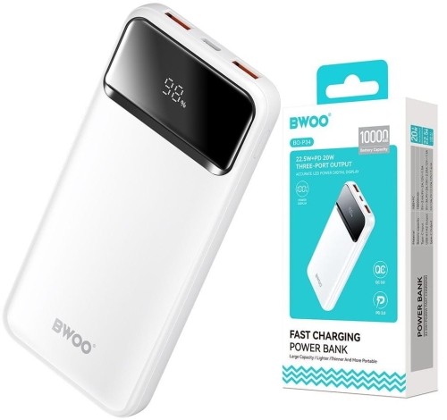 Power Bank 10000 mAh QC 22,5W BWOO biały cienki_2.jpg