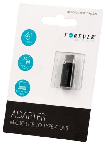 Adapter micro-USB do USB-C czarny Forever.jpg