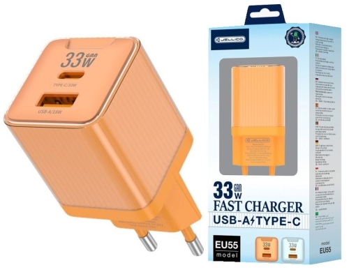 Ładowarka siec. USB-C PD 33W USB 3.0 EU55 orange_4.jpg