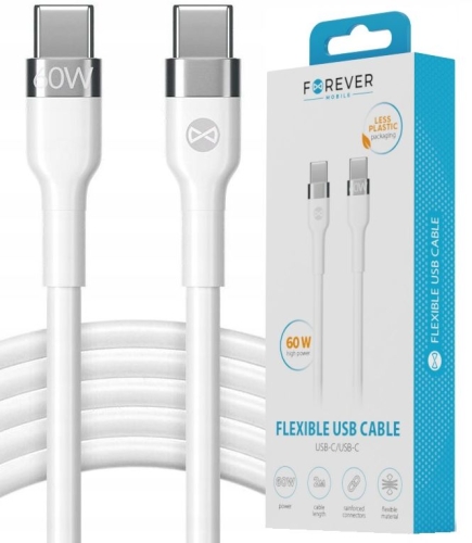 Kabel USB-C USB-C PD 60W 2m Forever Flexible biały_0.jpg