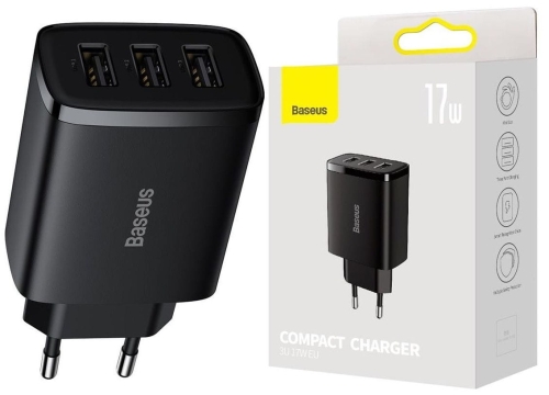 Ładowarka siec. 3x USB 17W czarna BASEUS Compact_9.jpg