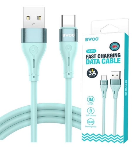 Kabel USB do USB-C zielony 1m 3A BWOO BO-X280C_4.jpg