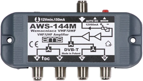 Wzmacniacz antenowy DVB-T 1 na 4 20dB DC12V AWS-144M_0.jpg