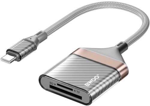 Czytnik kart adapter USB-C do SD TF BWOO BZ64 szar.jpg