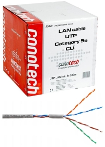 Kabel skrętka UTP Cu wewn. kat. 5e 500m Conotech