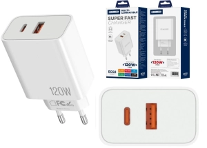Ładowarka sieciowa USB + USB-C PD 120W EC02