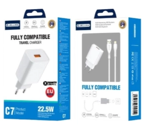 Ładowarka USB QC 22,5W JELLICO C7 +kabel Lightning