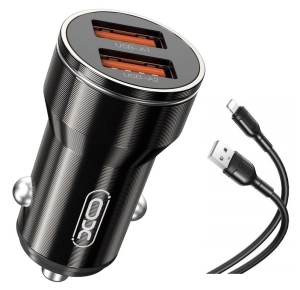 Ładowarka samoch. 2x USB 2,4A CC48 + kabel Lightn