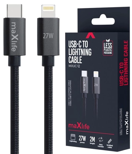 Kabel USB-C Lightning 27W Maxlife 2m MXUC12 czarny_1.jpg