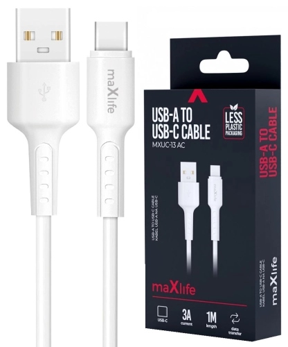 Kabel USB - USB typ C 1m Biały 3A maXlife MXUC-13_0.jpg