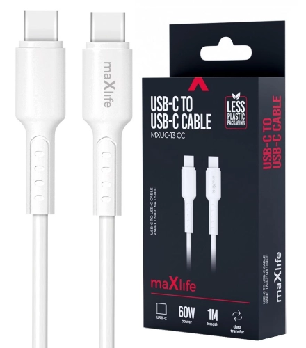 Kabel USB-C PD 60W 1m Maxlife biały MXUC-13_1.jpg